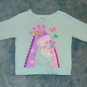 turquoise giraffe design pull over sweater